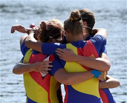 Damaris Lebada (b), Alexandra Ungureanu, Laura Pal, Vasilica-Alexandra Rusu (s), Victoria-Stefania Petreanu (c), Women's Coxed Four, Romania, Silver, 2020 European Rowing Under 23 Championships, Duisburg, Germany