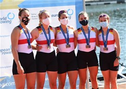 Paula Rossen (b), Marie Markhoff, Anna Kracklauer, Chiara Kracklauer (s), Annalena Fisch (c), Women's Coxed Four, Germany, Bronze, 2020 European Rowing Under 23 Championships, Duisburg, Germany