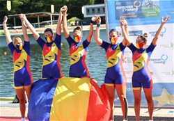 Damaris Lebada (b), Alexandra Ungureanu, Laura Pal, Vasilica-Alexandra Rusu (s), Victoria-Stefania Petreanu (c), Women's Coxed Four, Romania, Silver, 2020 European Rowing Under 23 Championships, Duisburg, Germany