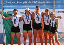 Ross Corrigan (b), Matthew Gallagher, Jack Dorney, Alex Byrne (s), Leah O Regan (c), Men's Coxed Four, Ireland, Bronze, 2020 European Rowing Under 23 Championships, Duisburg, Germany