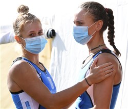 Maria Kyridou (b), Christina Bourmpou (s), Women's Pair, Greece, Silver, 2020 European Rowing Under 23 Championships, Duisburg, Germany