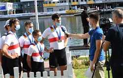 Paul Dohrmann (b), Robin Goeritz, Henning Koencke, Julius Christ (s), Till Martini (c), Men's Coxed Four, Germany, Gold, 2020 European Rowing Under 23 Championships, Duisburg, Germany