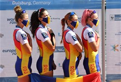 Andreea Popa (b), Maria Tivodariu, Maria-Magdalena Rusu, Dumitrita Juncanariu (s), Women's Four, Romania, Gold, 2020 European Rowing Under 23 Championships, Duisburg, Germany