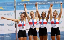 Cecilia Sommerfeld (b), Pia Leonie Otto, Natalie Weber, Antonia Wuerich (s), Lightweight Women's Quadruple Sculls, Germany, Silver, 2020 European Rowing Under 23 Championships, Duisburg, Germany