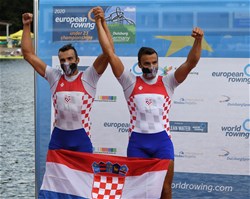 Patrik Loncaric (b), Anton Loncaric (s), Men's Pair, Croatia, silver, 2020 European Rowing Under 23 Championships, Duisburg, Germany