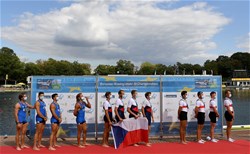 Vaclav Baldrian (b), Marek Diblik, Tomas Sisma, Filip Zima (s), Gold, Czech Republic, Riccardo Mattana (b), Gustavo Ferrio, Lorenzo Gaione, Emanuele Giarri (s), Silver,  Italy, Aaron Erfanian (b), Paul Berghoff, Franz Werner, Anton Finger (s), Bronze, Germany, Men's Quadruple Sculls, 2020 European Rowing Under 23 Championships, Duisburg, Germany