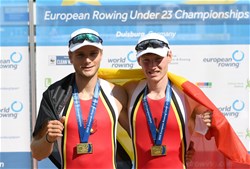 Tibo Vyvey (b), Marlon Colpaert (s), Lightweight Men's Double Sculls, Belgium, 2020 European Rowing Under 23 Championships, Duisburg, Germany
