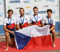 Vaclav Baldrian (b), Marek Diblik, Tomas Sisma, Filip Zima (s), Men's Quadruple Sculls, Czech Republic, 2020 European Rowing Under 23 Championships, Duisburg, Germany