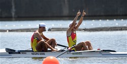 Florin Arteni-Fintinariu (b), Alexandru Gherasim (s), Men's Pair, Romania, 2019 World Rowing Junior Championships, Tokyo, Japan