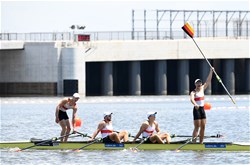 Elrond Kullmann (b), Paul Berghoff, Alexander Finger, Soeren Henkel (s), Men's Quadruple Sculls, Germany, 2019 World Rowing Junior Championships, Tokyo, Japan