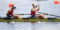 Lisa Bruijnincx (b), Jacobien Van Westreenen (s), Women's Double Sculls, Netherlands, 2019 World Rowing Junior Championships, Tokyo, Japan