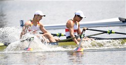 Paul Krueger (b), Aaron Erfanian (s), Men's Double Sculls, Germany, 2019 World Rowing Junior Championships, Tokyo, Japan