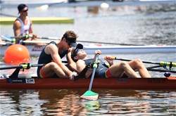 Patrick Plunket (b), Rory Plunket (s), Men's Double Sculls, Zimbabwe, 2019 World Rowing Junior Championships, Tokyo, Japan