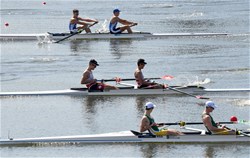 Marino Kerler (b), Gianluca Pierallini (s), Men's Pair, Switzerland, 2019 World Rowing Junior Championships, Tokyo, Japan