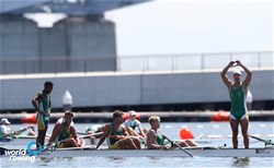 Nathan Fletcher (b), Brandon Janse Van Vuuren, Daton Wolfaardt, Sebastian Prince (s), Bakang Zondi (c), Men's Coxed Four, South Africa, 2019 World Rowing Junior Championships, Tokyo, Japan