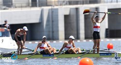 Elrond Kullmann (b), Paul Berghoff, Alexander Finger, Soeren Henkel (s), Men's Quadruple Sculls, Germany, 2019 World Rowing Junior Championships, Tokyo, Japan