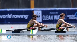 Hamish Henriques (b), Harrison Fox (s), Men's Double Sculls, Australia, 2019 World Rowing Junior Championships, Tokyo, Japan