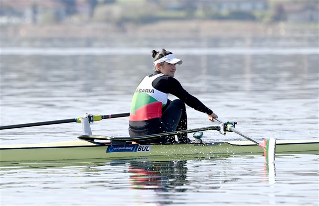 Desislava Angelova, Women's Single Sculls, Bulgaria, Heats, 2021 World Rowing European Olympic and Paralympic Qualification Regatta, Varese, Italy - photo Detlev Seyb / Myrowingphoto.com
