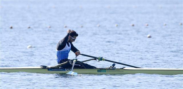 Stefanos Ntouskos, Men's Single Sculls, Greece, Finals, 2021 World Rowing European Olympic and Paralympic Qualification Regatta, Varese, Italy - photo Detlev Seyb / Myrowingphoto.com