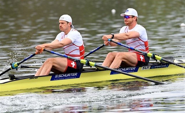 Barnabe Delarze (b), Roman Roeoesli (s), Men's Double Sculls, Switzerland, 2021 European Rowing Championships, Varese, ItalyDetlev Seyb/MyRowingPhoto.com