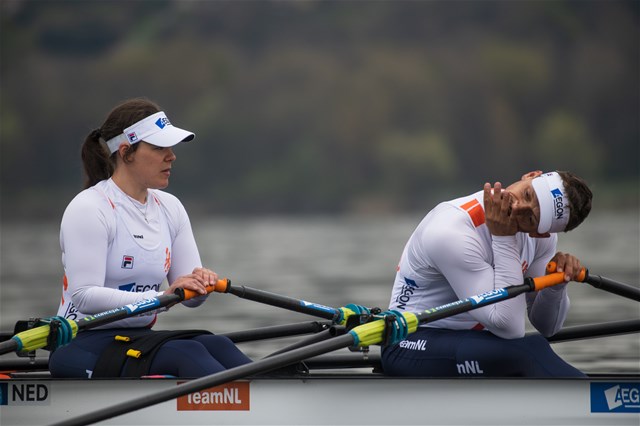 Annika Van Der Meer (b), Corne De Koning (s), PR2 Mixed double sculls, Netherlands, 2021 European Rowing Championships, Varese, Italy / Benedict Tufnell