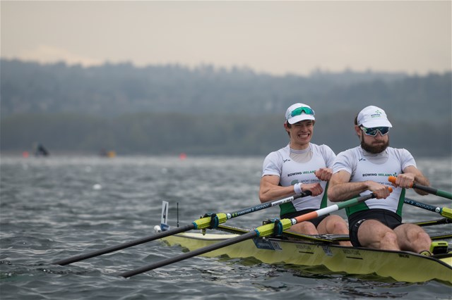 Fintan Mccarthy (b), Paul O'Donovan (s), Lightweight Men's Double Sculls, Ireland, 2021 European Rowing Championships, Varese, Italy / Benedict Tufnell