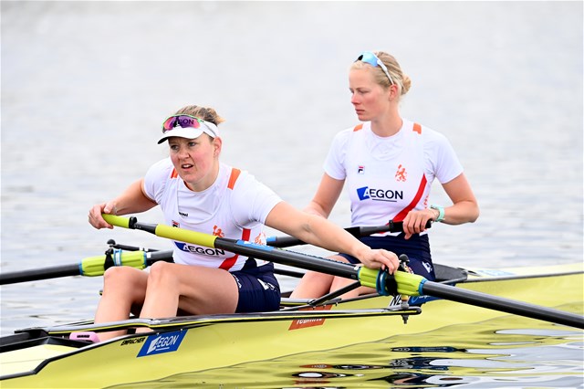 Ilse Kolkman (b), Jose Van Veen (s), Women's Pair, Netherlands, 2021 European Rowing Championships, Varese, Italy / Detlev Seyb/MyRowingPhoto.com