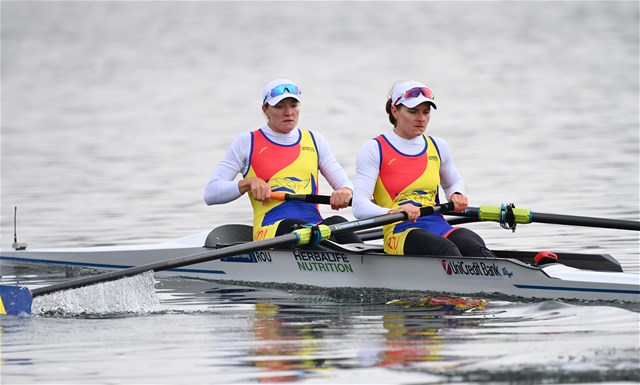 Adriana Ailincai (b), Iuliana Buhus (s), Women's Pair, Romania, 2021 European Rowing Championships, Varese, Italy / Detlev Seyb/MyRowingPhoto.com