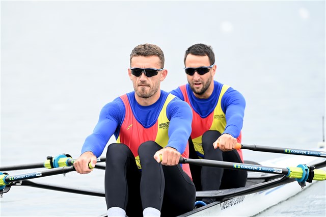 Ioan Prundeanu (b), Marian-Florian Enache (s), Men's Double Sculls, Romania, 2021 European Rowing Championships, Varese, Italy / Detlev Seyb/MyRowingPhoto.com
