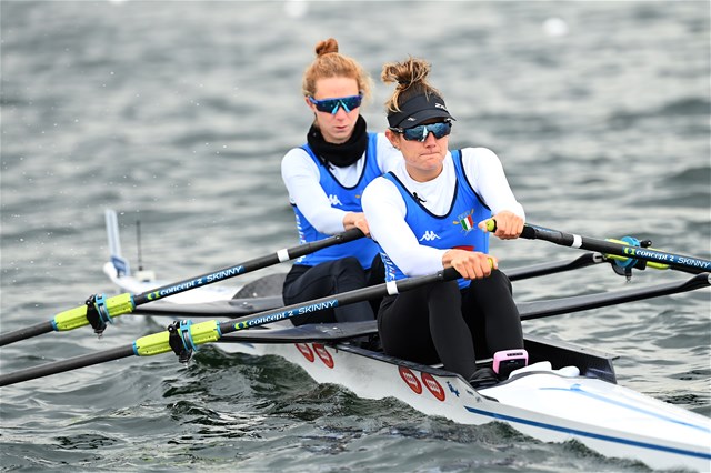 Valentina Rodini (b), Federica Cesarini (s), Lightweight Women's Double Sculls, Italy, 2021 European Rowing Championships, Varese, Italy / Detlev Seyb/MyRowingPhoto.com