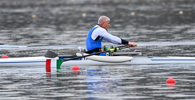 Massimo Spolon, PR1 Mens Single Sculls, Italy, 2021 European Rowing Championships, Varese, Italy / Detlev Seyb/MyRowingPhoto.com