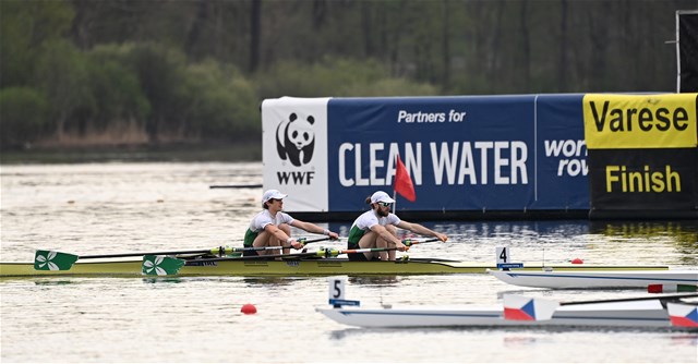 Fintan Mccarthy (b), Paul O'Donovan (s), Lightweight Men's Double Sculls, Ireland, 2021 European Rowing Championships, Varese, Italy / Detlev Seyb/MyRowingPhoto.com