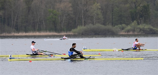 Stefanos Ntouskos, Men's Single Sculls, Greece, 2021 European Rowing Championships, Varese, Italy / Detlev Seyb/MyRowingPhoto.com