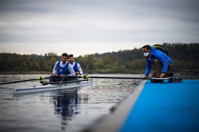 Martin Mackovic (b), Milos Vasic (s), Men's Pair, Serbia, 2021 European Rowing Championships, Varese, Italy / Benedict Tufnell
