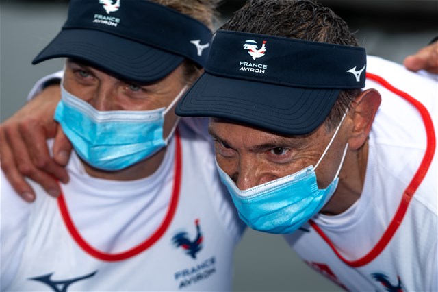 Perle Bouge (b), Christophe Lavigne (s), PR2 Mixed double sculls, France, 2021 European Rowing Championships, Varese, Italy / Benedict Tufnell