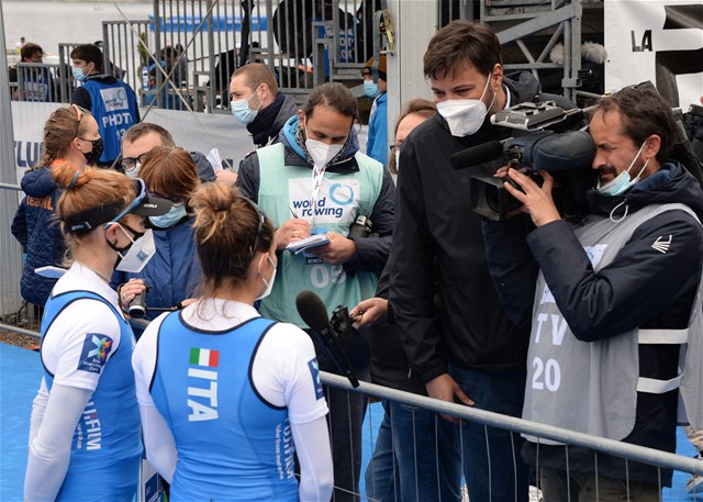 Valentina Rodini (b), Federica Cesarini (s), Lightweight Women's Double Sculls, Italy, 2021 European Rowing Championships, Varese, Italy / Detlev Seyb/MyRowingPhoto.com