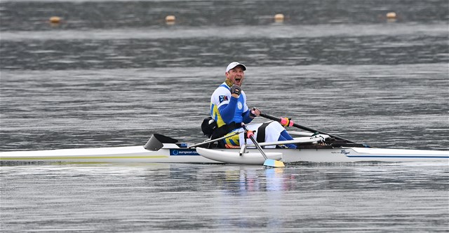 Roman Polianskyi, PR1 Mens Single Sculls, Ukraine, 2021 European Rowing Championships, Varese, Italy / Detlev Seyb/MyRowingPhoto.com