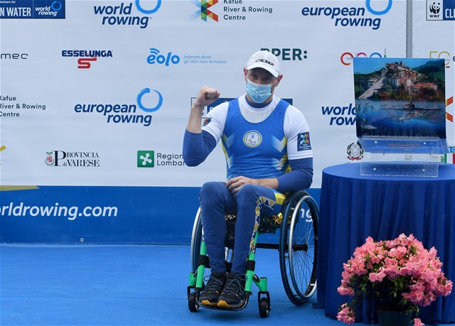 Roman Polianskyi, PR1 Mens Single Sculls, Ukraine, 2021 European Rowing Championships, Varese, Italy / Detlev Seyb/MyRowingPhoto.com