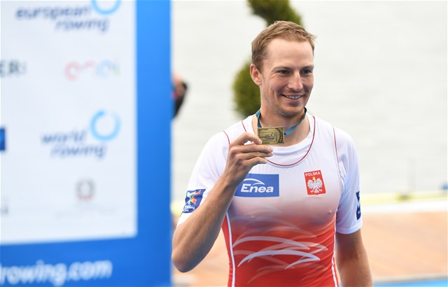 Natan Wegrzycki-Szymczyk, Men's Single Sculls, Poland, 2021 European Rowing Championships, Varese, Italy / Detlev Seyb/MyRowingPhoto.com