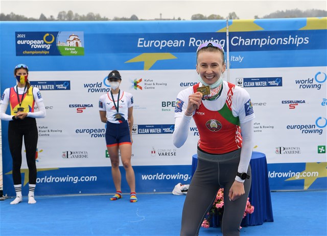 Alena Furman, Lightweight Women's Single Sculls, Belarus, 2021 European Rowing Championships, Varese, Italy / Detlev Seyb/MyRowingPhoto.com