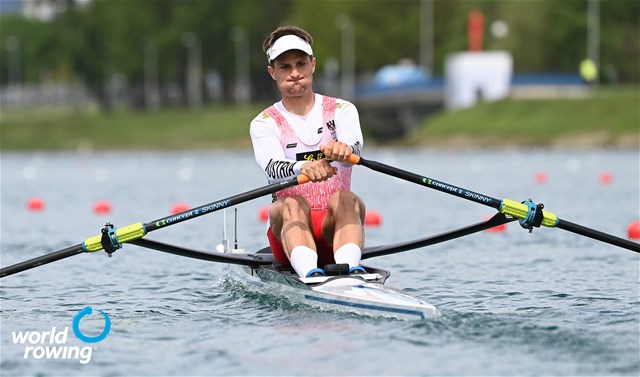 Lukas Reim, Men's Single Sculls, Austria, 2021 World Rowing Cup I, Zagreb, Croatia