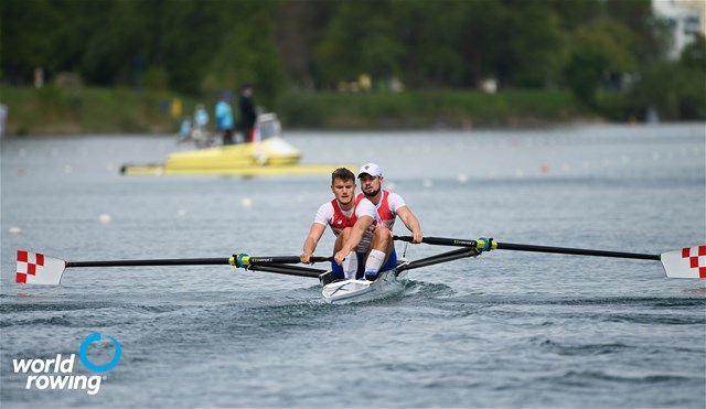 Karlo Borkovic (b), Ivan Vukovic (s), Men's Pair, Croatia, 2021 World Rowing Cup I, Zagreb, Croatia