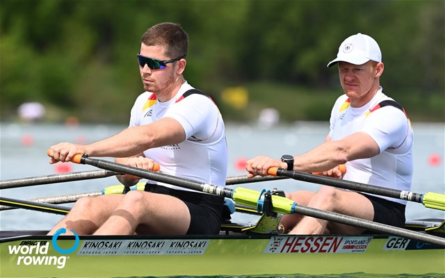 Stephan Krueger (b), Marc Weber (s), Men's Double Sculls, Germany, 2021 World Rowing Cup I, Zagreb, Croatia