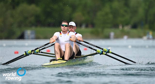 Stephan Krueger (b), Marc Weber (s), Men's Double Sculls, Germany, 2021 World Rowing Cup I, Zagreb, Croatia