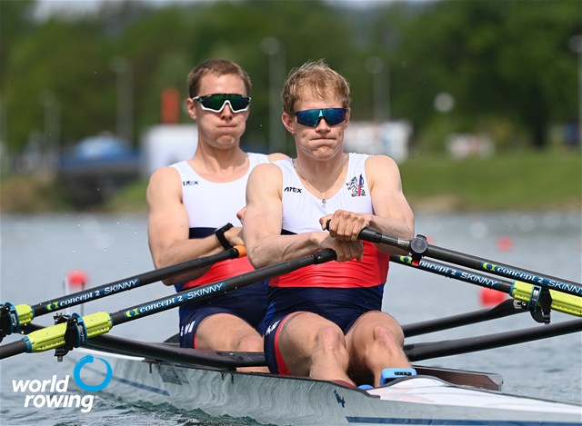 Jakub Podrazil (b), Jan Cincibuch (s), Men's Double Sculls, Czech Republic, 2021 World Rowing Cup I, Zagreb, Croatia