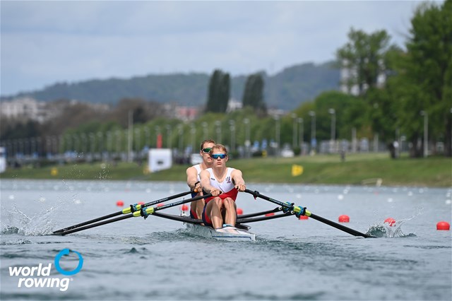 Jakub Podrazil (b), Jan Cincibuch (s), Men's Double Sculls, Czech Republic, 2021 World Rowing Cup I, Zagreb, Croatia