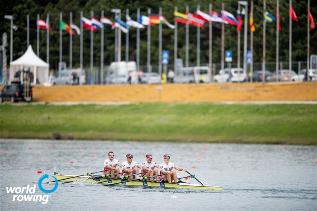 Dominik Czaja (b), Wiktor Chabel, Szymon Posnik, Fabian Baranski (s), Men's Quadruple Sculls, Poland, 2021 World Rowing Cup I, Zagreb, Croatia