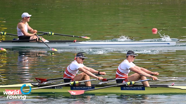 Kai Schaetzle (b), Tim Roth (s), Men's Double Sculls, Switzerland, 2021 World Rowing Cup I, Zagreb, Croatia / Detlev Seyb/MyRowingPhoto.com