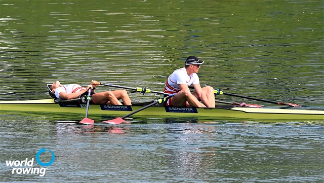 Kai Schaetzle (b), Tim Roth (s), Men's Double Sculls, Switzerland, 2021 World Rowing Cup I, Zagreb, Croatia / Detlev Seyb/MyRowingPhoto.com