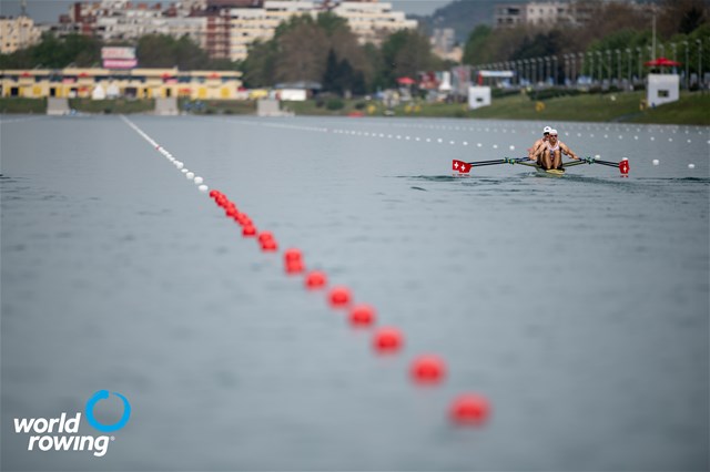 Barnabe Delarze (b), Roman Roeoesli (s), Men's Double Sculls, Switzerland, 2021 World Rowing Cup I, Zagreb, Croatia / World Rowing/Benedict Tufnell